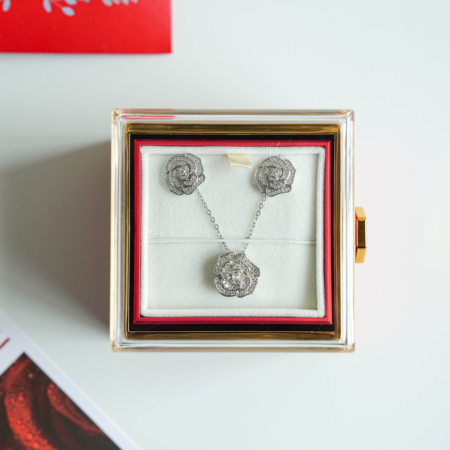 Radiant Ruby Rotating Rose Gift Box