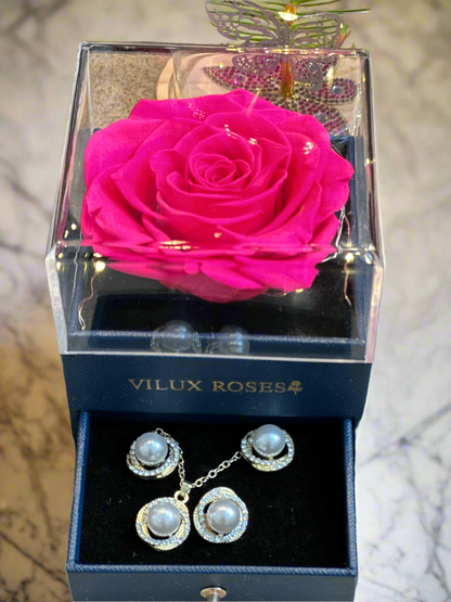 Royal Blue Eternal Rose Jewelry Acrylic Gift Box