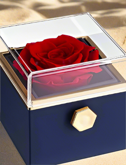 Mystic Navy Rotating Rose Gift Box