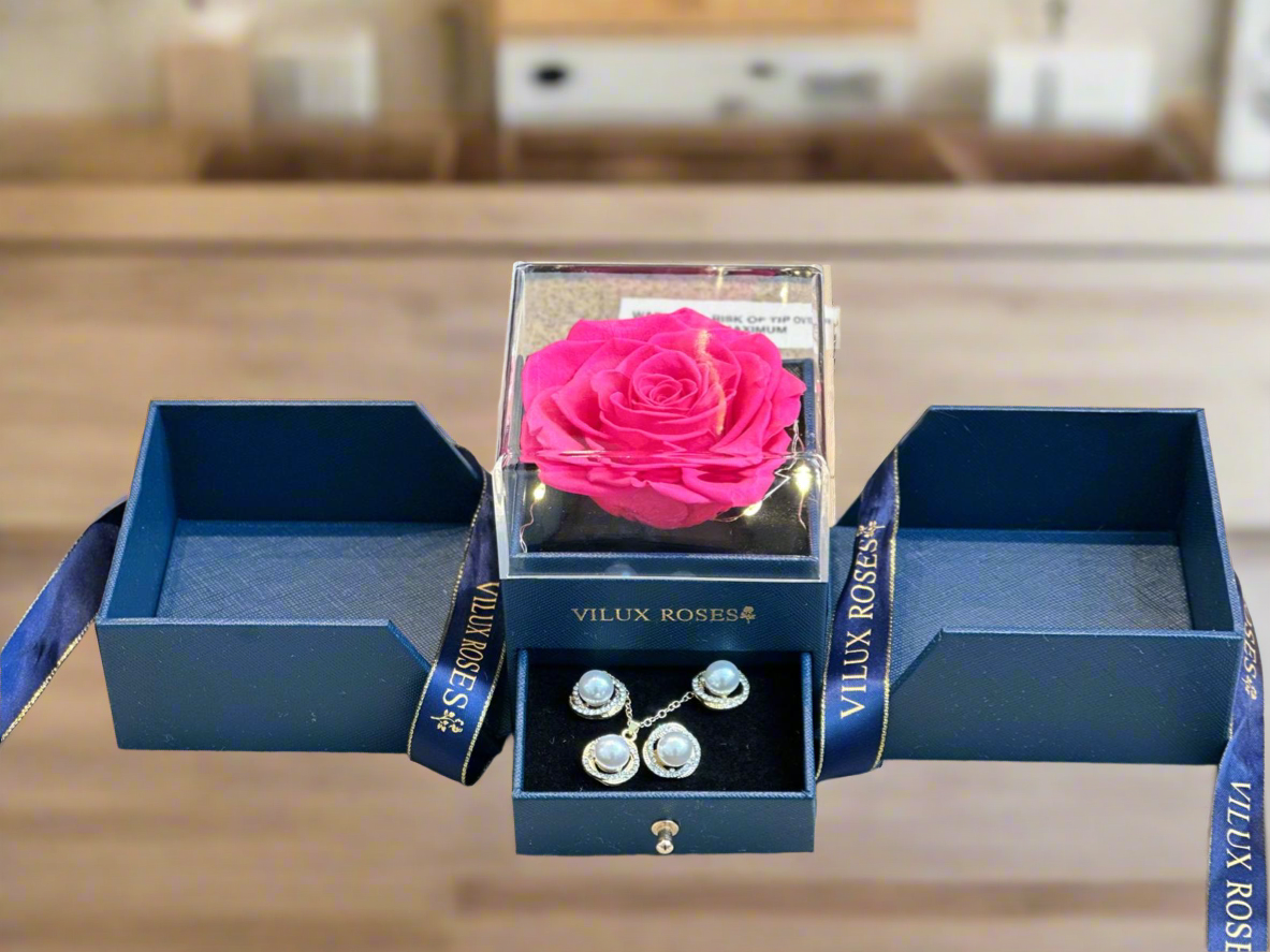 Royal Blue Eternal Rose Jewelry Acrylic Gift Box