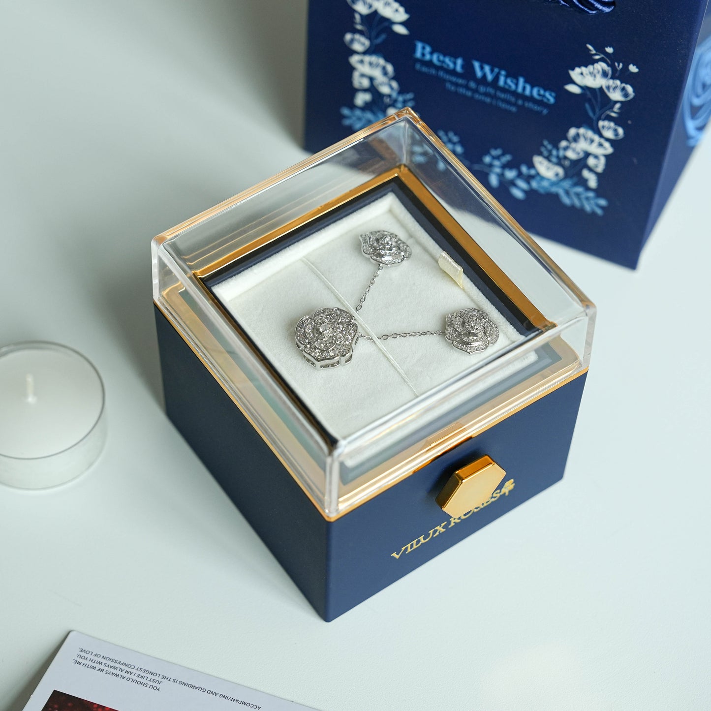 Mystic Navy Rotating Rose Gift Box