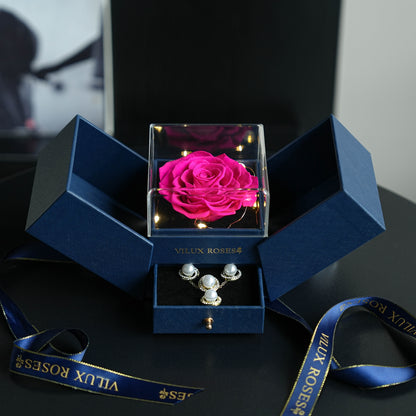 Royal Blue Eternal Rose Jewelry Acrylic Gift Box