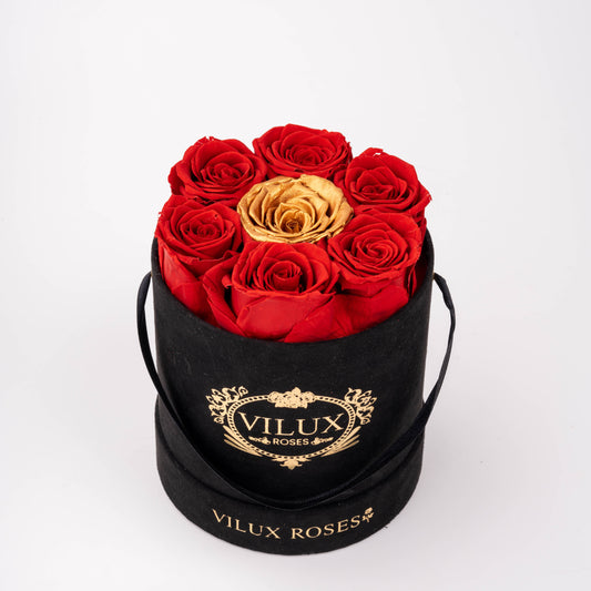 La classic round 7' | Red Roses (Metallic Gold in Middle)