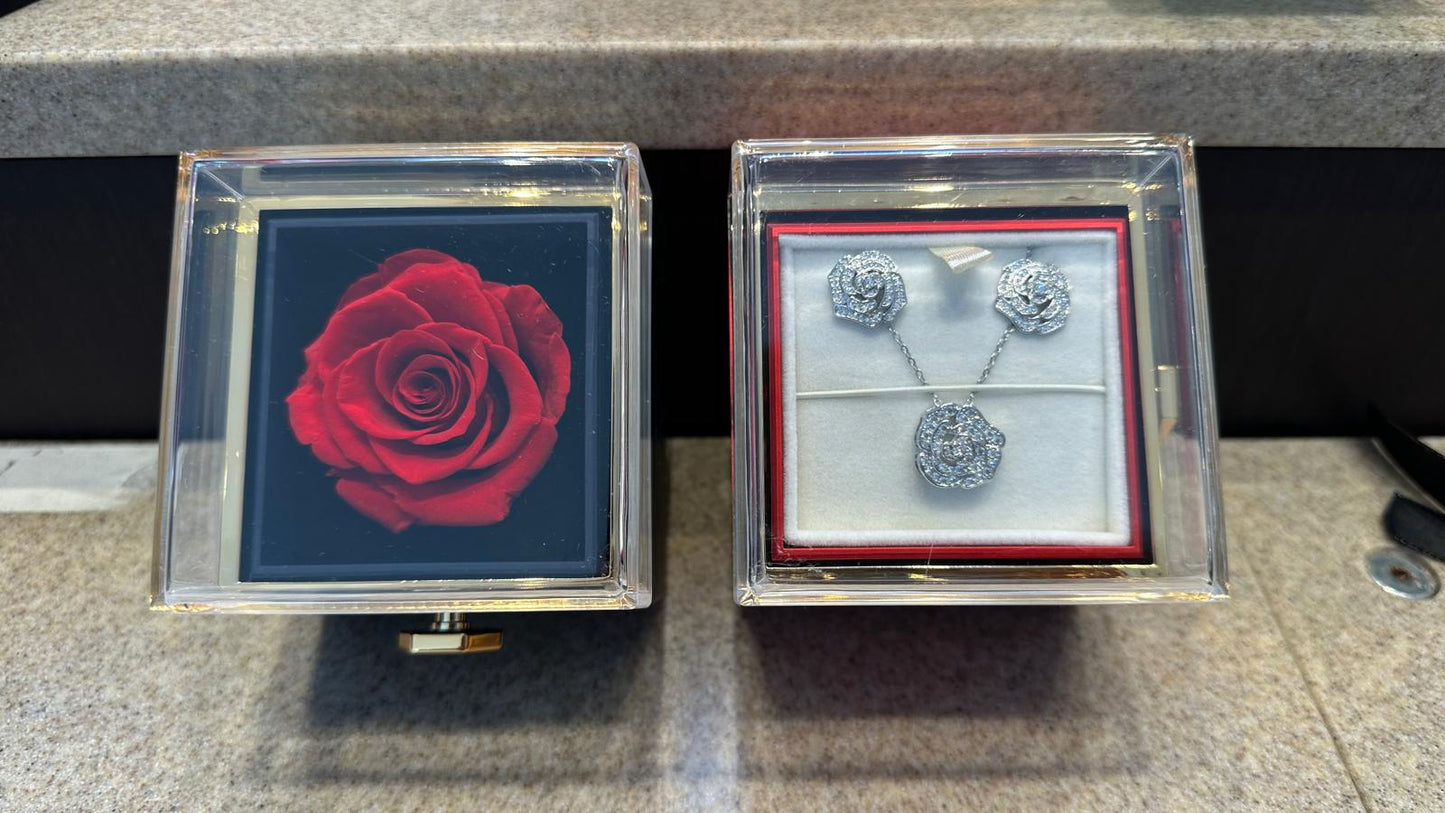 Radiant Ruby Rotating Rose Gift Box