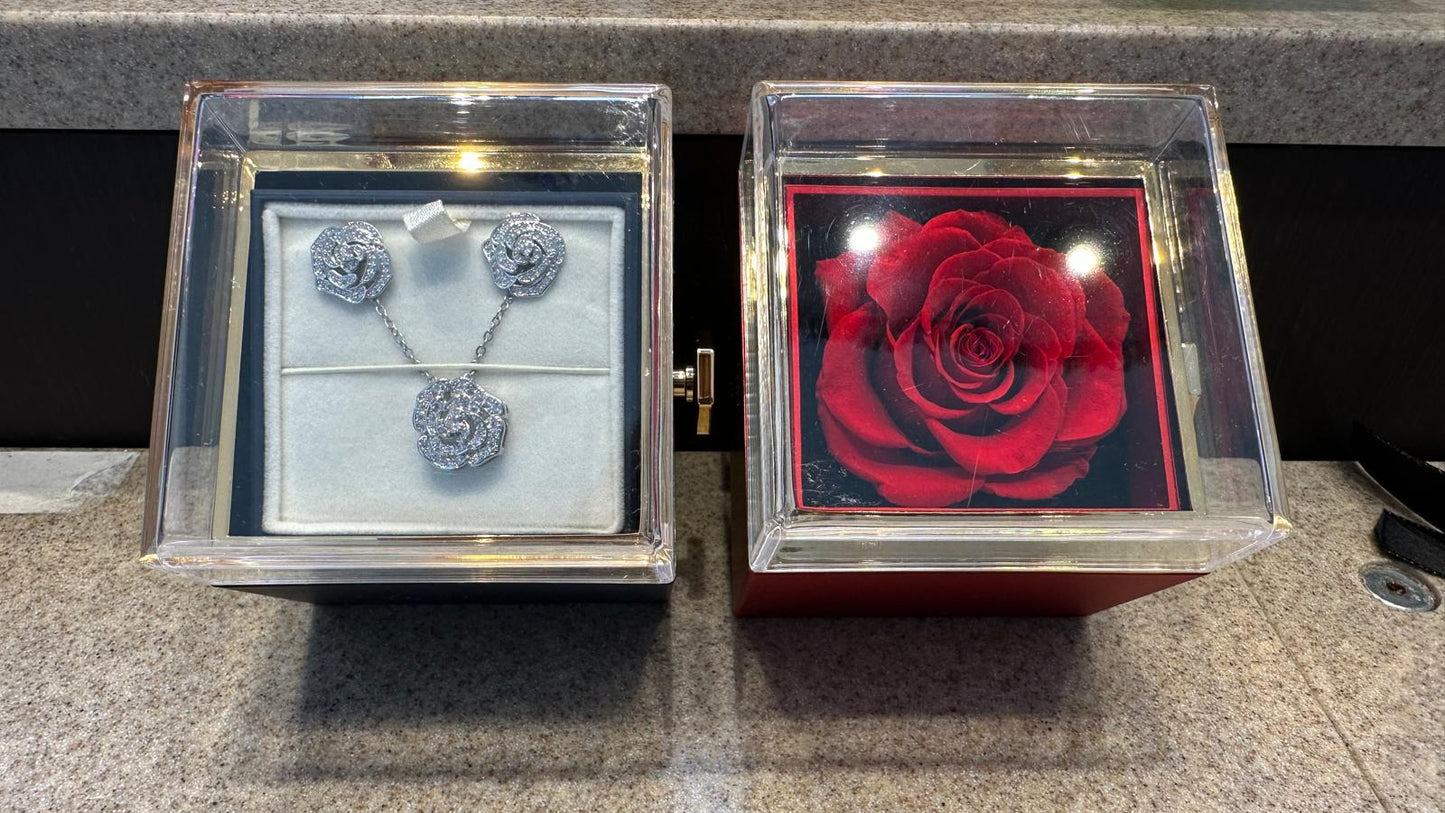 Radiant Ruby Rotating Rose Gift Box