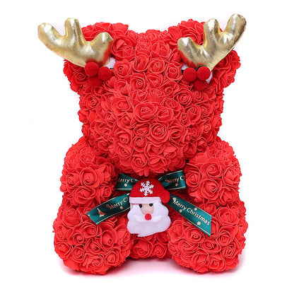 Snuggles Rose Bear | Large Christmas Rose Bear