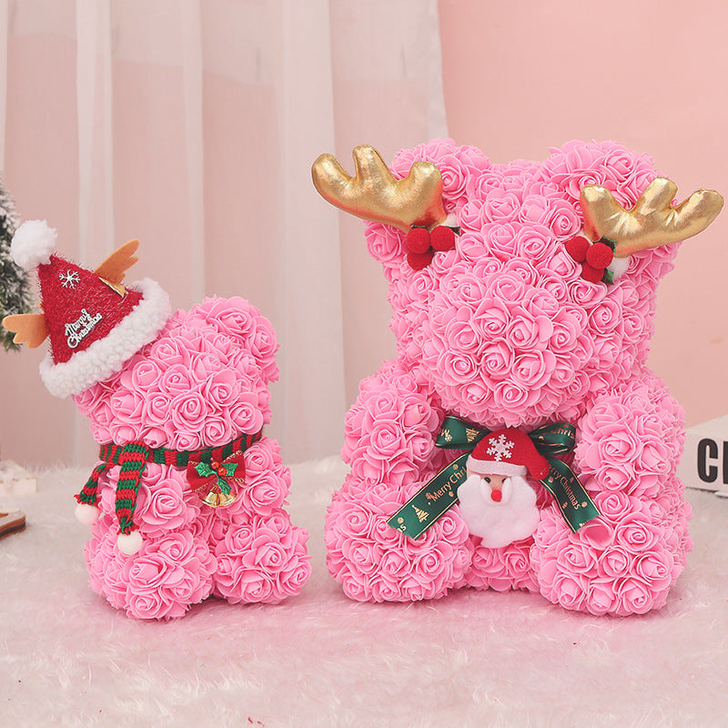 Snuggles Rose Bear | Large Christmas Rose Bear